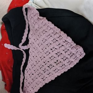 Y2k 90s purple Cottage Core crochet bandana